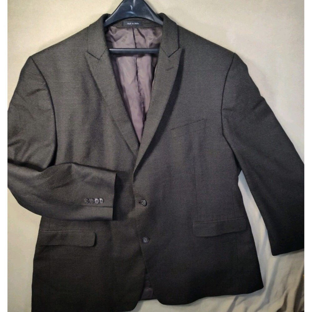 100% Wool Calvin Klein Mens Beige Brown Sports Blazer Coat 52L Luxury Work Pro